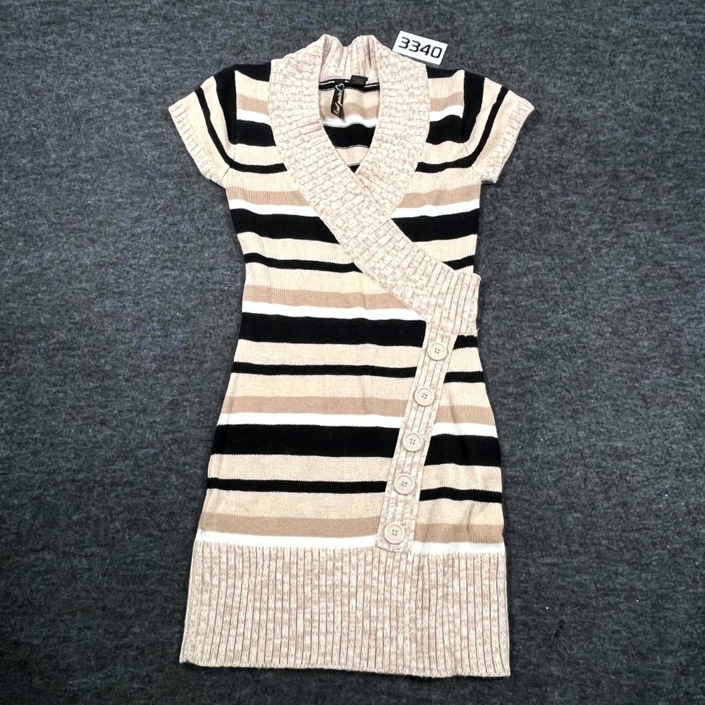 Red Paint Sweater Dress Womens M Multicolor Striped Asymmetrical Button Front